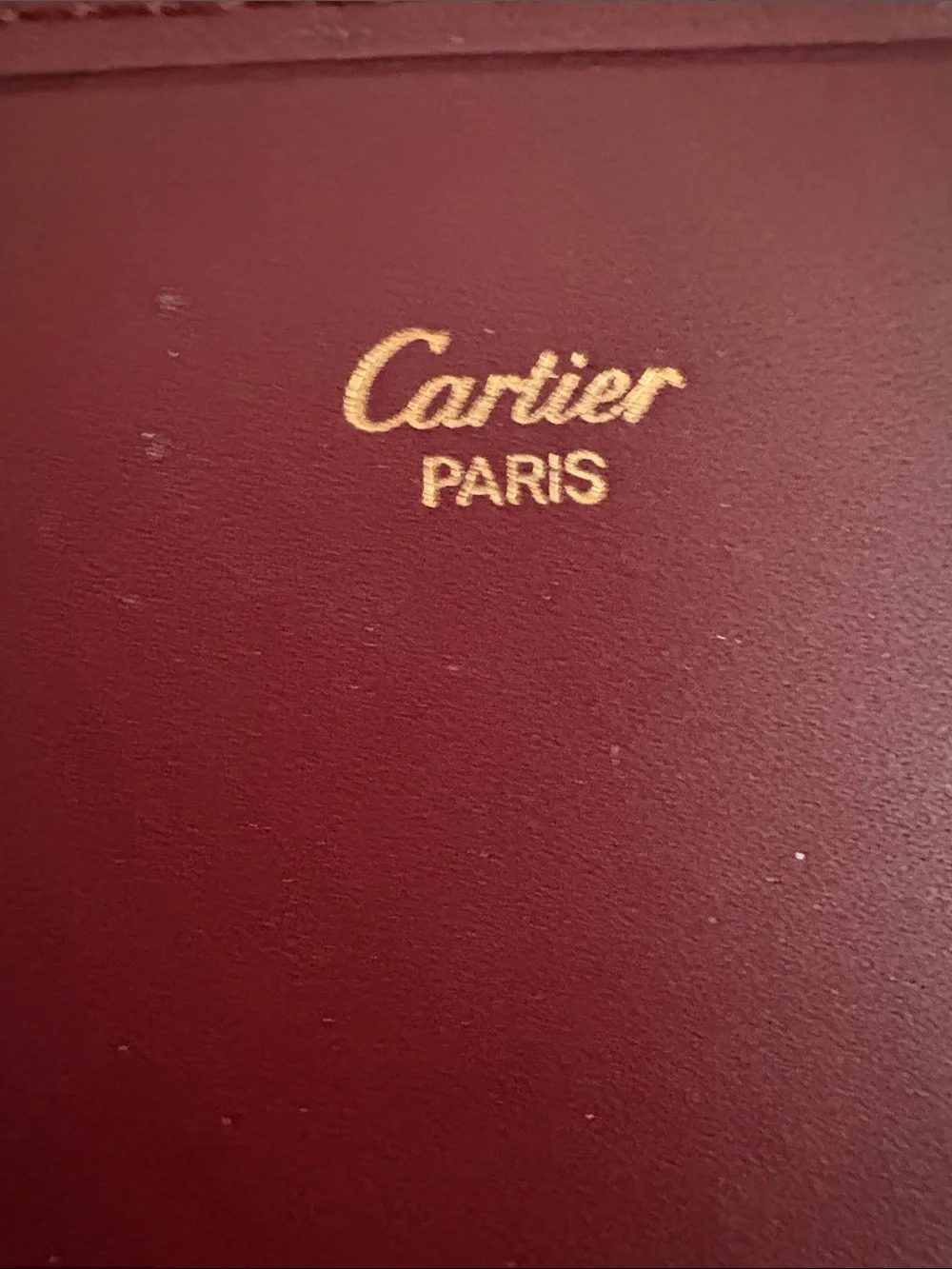 Cartier Burgundy Leather Clutch with Gold-Tone Corners